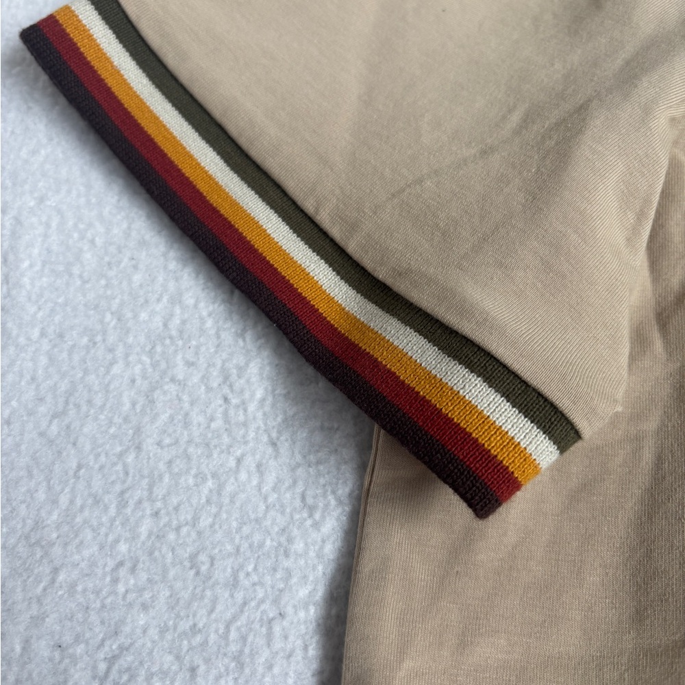 Ben Sherman Men’s Beige Polo Shirt Size L Multicolor Stripes Accents NWT - Picture 4 of 10